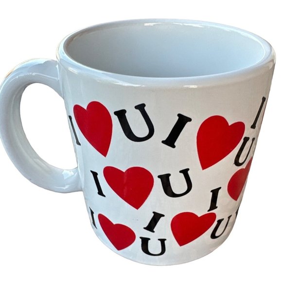 I Love U Hearts Theme Ceramic Coffee Mug Cup w/Handle 4" Tall - Picture 3 of 10